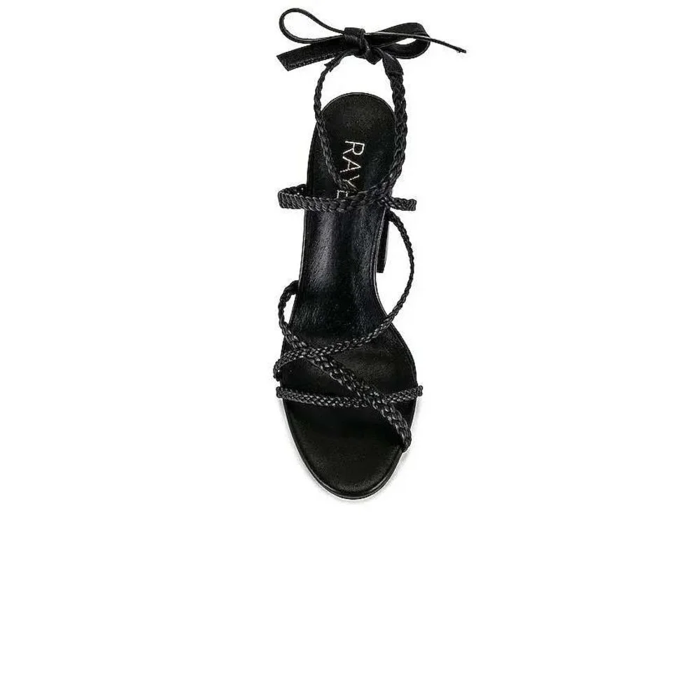 $178 NWOT RAYE Melissa Black Braided‎ Lace Strappy Block Heel Sandals Size 7.5